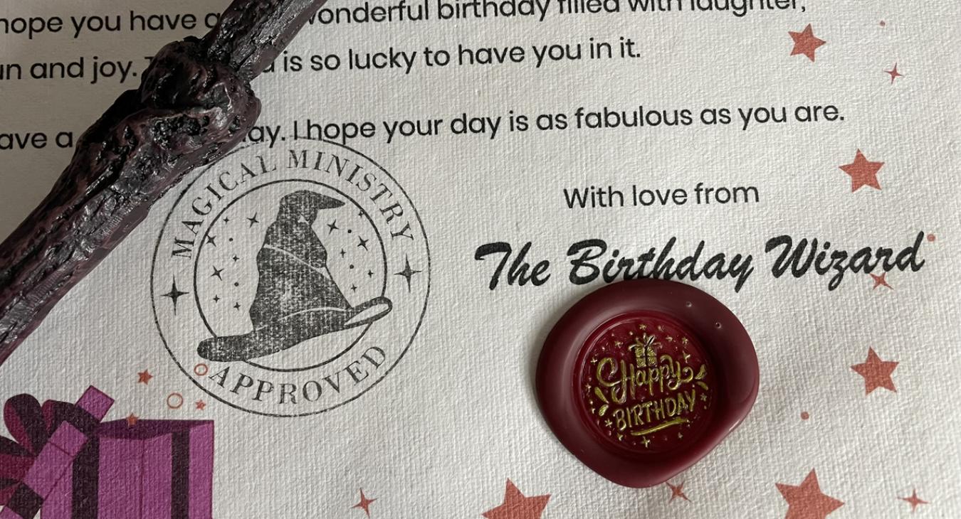 Get Letters from The Birthday Wizard with real wax stamp